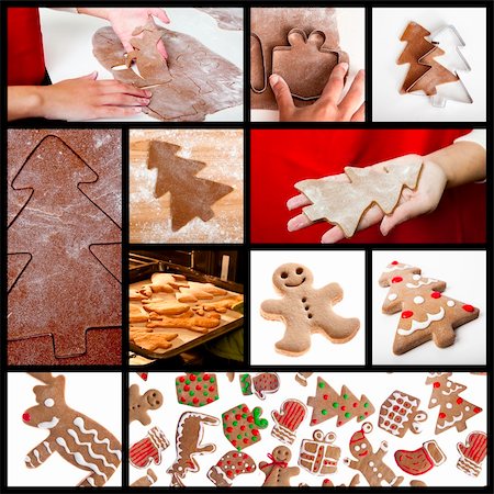 simsearch:400-05721521,k - Christmas theme collage with picture of homemade gingerbread cookies Stock Photo - Budget Royalty-Free & Subscription, Code: 400-04267575