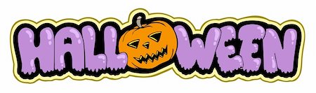 simsearch:400-04258210,k - Halloween sign with pumpkin - vector illustration. Stock Photo - Budget Royalty-Free & Subscription, Code: 400-04267939