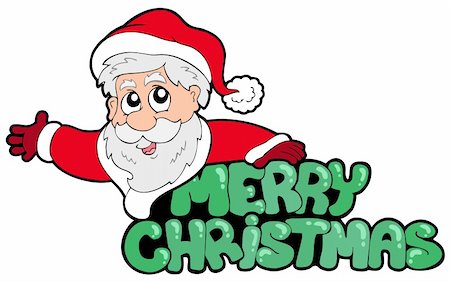 simsearch:400-04258210,k - Merry Christmas sign with Santa - vector illustration. Stock Photo - Budget Royalty-Free & Subscription, Code: 400-04267968