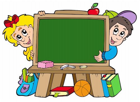 simsearch:400-04240970,k - School chalkboard with two kids - vector illustration. Stock Photo - Budget Royalty-Free & Subscription, Code: 400-04267978