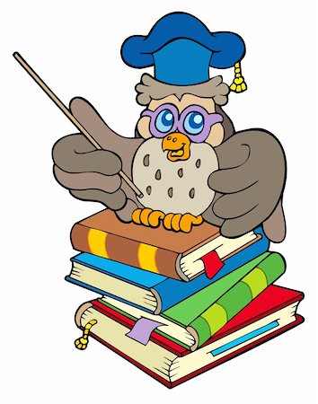 simsearch:400-04311432,k - Owl teacher sitting on four books - vector illustration. Stock Photo - Budget Royalty-Free & Subscription, Code: 400-04267971