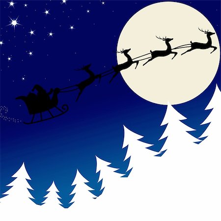 Santa is flying through the sky in his sleigh Stock Photo - Budget Royalty-Free & Subscription, Code: 400-04268113