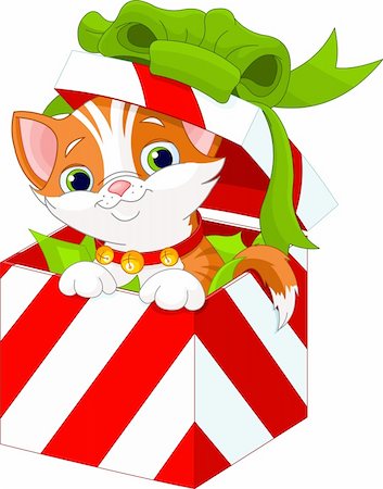 simsearch:400-05701368,k - Cute kitten in a Christmas  gift box Stock Photo - Budget Royalty-Free & Subscription, Code: 400-04268341