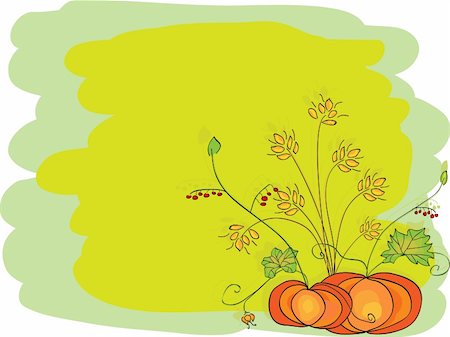 pumpkin leaf pattern - Vector picture of thanksgiving background with pumpkins and crop. RGB Stock Photo - Budget Royalty-Free & Subscription, Code: 400-04268378