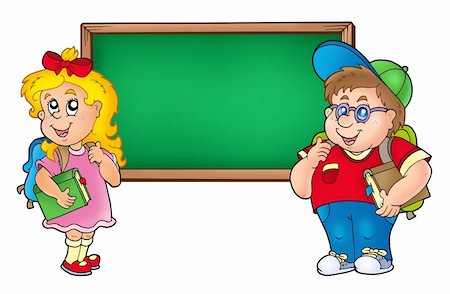 simsearch:400-04240970,k - Children with chalkboard 1 - color illustration. Stock Photo - Budget Royalty-Free & Subscription, Code: 400-04268471