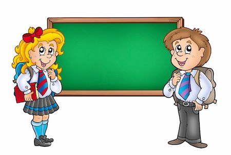 simsearch:400-04240970,k - Children with chalkboard 2 - color illustration. Stock Photo - Budget Royalty-Free & Subscription, Code: 400-04268472