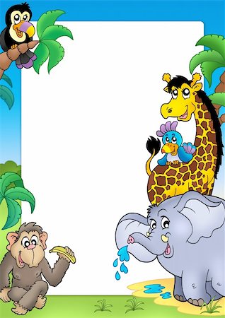 simsearch:400-04365864,k - Frame with happy African animals - color illustration. Stock Photo - Budget Royalty-Free & Subscription, Code: 400-04268491