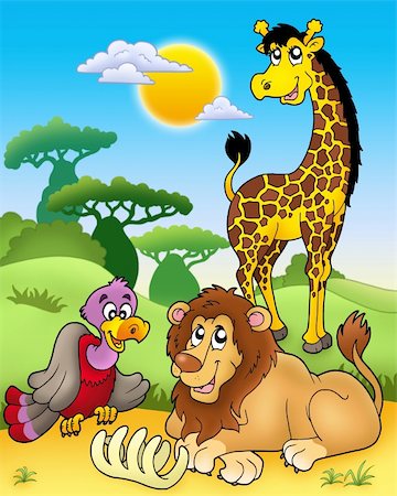 simsearch:400-04365864,k - Group of various African animals 3 - color illustration. Stock Photo - Budget Royalty-Free & Subscription, Code: 400-04268504