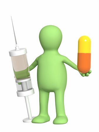 simsearch:400-04000864,k - 3d puppet with pill and syringe. Isolated over white Stock Photo - Budget Royalty-Free & Subscription, Code: 400-04268582