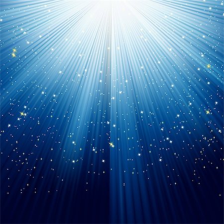 sky sparkles background - Snowflakes and stars descending on a path of blue light. EPS 8 vector file included Stock Photo - Budget Royalty-Free & Subscription, Code: 400-04268807