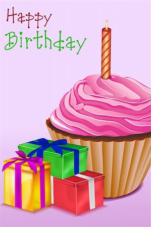 simsearch:400-05718903,k - illustration of birthday card with gift and ice cream Stock Photo - Budget Royalty-Free & Subscription, Code: 400-04268999