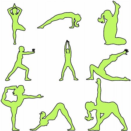 Set of different yoga postures against white background Stock Photo - Budget Royalty-Free & Subscription, Code: 400-04269365