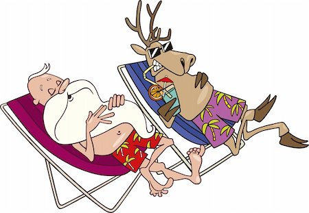 simsearch:400-06462885,k - cartoon illustration of santa and reindeer having a rest Stock Photo - Budget Royalty-Free & Subscription, Code: 400-04269363