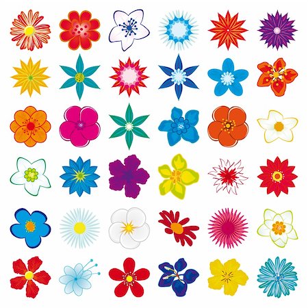 simsearch:400-05891430,k - A collection of flowers for the design. Vector illustration. Vector art in Adobe illustrator EPS format, compressed in a zip file. The different graphics are all on separate layers so they can easily be moved or edited individually. The document can be scaled to any size without loss of quality. Stock Photo - Budget Royalty-Free & Subscription, Code: 400-04269677