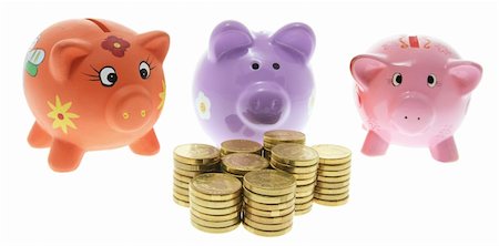 Big and Small Piggy Banks on White Background Stock Photo - Budget Royalty-Free & Subscription, Code: 400-04269753