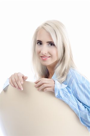 fine blond women in blue over white background Stock Photo - Budget Royalty-Free & Subscription, Code: 400-04269850