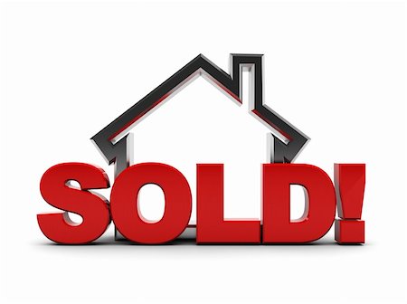 sold sign - 3d illustration of house symbol with text 'sold!' over white background Photographie de stock - Aubaine LD & Abonnement, Code: 400-04260362