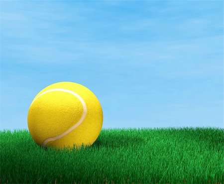 simsearch:400-04833689,k - 3d image of tennis ball over green grass Stock Photo - Budget Royalty-Free & Subscription, Code: 400-04260675