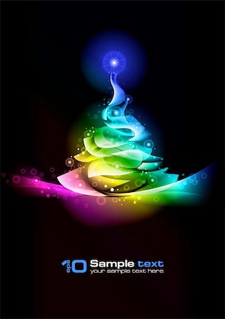 simsearch:400-04266669,k - Abstract vector eps10 glowing background. Christmas tree. Stock Photo - Budget Royalty-Free & Subscription, Code: 400-04261291