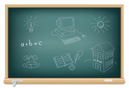 Drawing school subjects by a chalk on the classroom blackboard Stock Photo - Budget Royalty-Free & Subscription, Code: 400-04261842