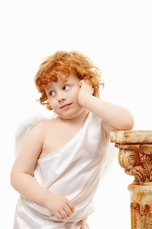 Thoughtful small cupid on a white background Stock Photo - Budget Royalty-Free & Subscription, Code: 400-04262984