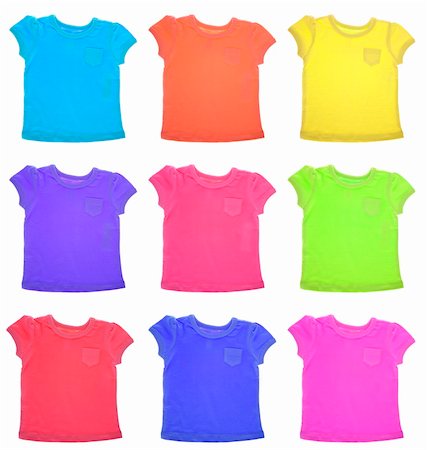 simsearch:400-04263617,k - Group of Vibrant Tee Shirts Pattern Isolated on White with a Clipping Path. Photographie de stock - Aubaine LD & Abonnement, Code: 400-04263171