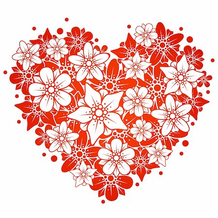 simsearch:400-04746640,k - Red floral heart Stock Photo - Budget Royalty-Free & Subscription, Code: 400-04263249