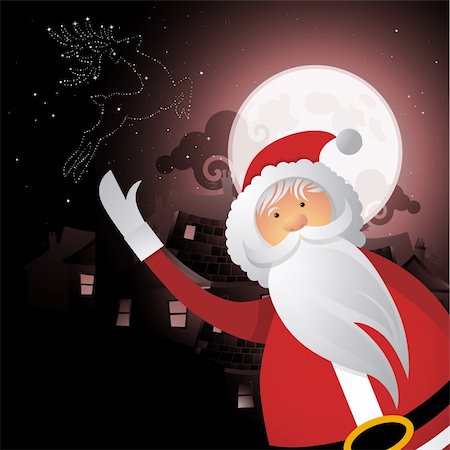 Santa At Christmas. Vector background. Stock Photo - Budget Royalty-Free & Subscription, Code: 400-04263799