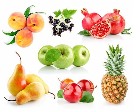 simsearch:400-05664137,k - set fresh fruits with leaf isolated on white background Stock Photo - Budget Royalty-Free & Subscription, Code: 400-04263826