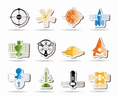 simsearch:400-04378006,k - different kinds of future spacecraft icons - vector icon set Stock Photo - Budget Royalty-Free & Subscription, Code: 400-04274336