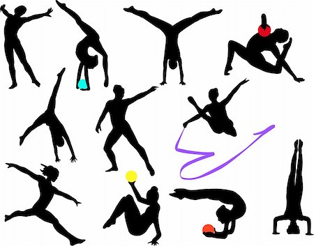 collection of gymnastics silhouette - vector Stock Photo - Budget Royalty-Free & Subscription, Code: 400-04274358