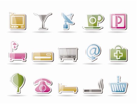 Hotel and motel icons  - Vector icon Set Stock Photo - Budget Royalty-Free & Subscription, Code: 400-04274389