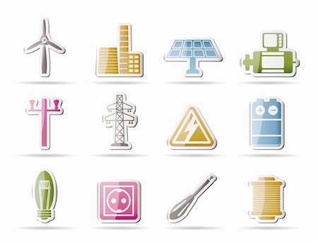 simsearch:400-04285412,k - Electricity and power icons - vector icon set Stock Photo - Budget Royalty-Free & Subscription, Code: 400-04274402