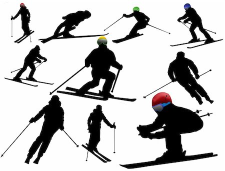 simsearch:400-03985663,k - Vector collection of isolated alpine skiing silhouettes on white background Stock Photo - Budget Royalty-Free & Subscription, Code: 400-04274500