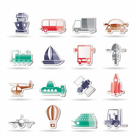 Transportation, travel and shipment icons - vector icon set Stock Photo - Budget Royalty-Free & Subscription, Code: 400-04274625