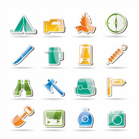 tourism and hiking icons - vector icon set Stock Photo - Budget Royalty-Free & Subscription, Code: 400-04274631