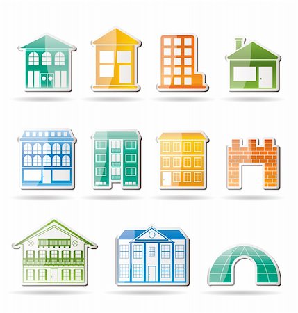 environmental business illustration - different kinds of houses and buildings - Vector Illustration Stock Photo - Budget Royalty-Free & Subscription, Code: 400-04274956