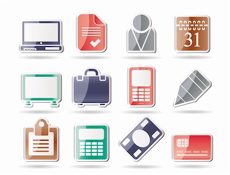 Business and office icons - vector icon set Stock Photo - Budget Royalty-Free & Subscription, Code: 400-04274971