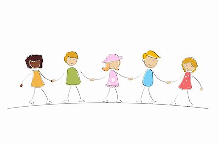 equality background hands - illustration of multi racial kids holding hands on isolated background Stock Photo - Budget Royalty-Free & Subscription, Code: 400-04275605