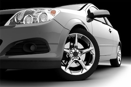 simsearch:400-05034481,k - Car front bumper, light and wheel on black. Detail Stock Photo - Budget Royalty-Free & Subscription, Code: 400-04276138