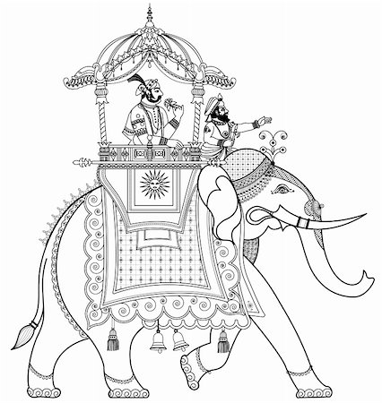 decorated asian elephants - Vector illustration of a decorated Indian elephant Stock Photo - Budget Royalty-Free & Subscription, Code: 400-04276849