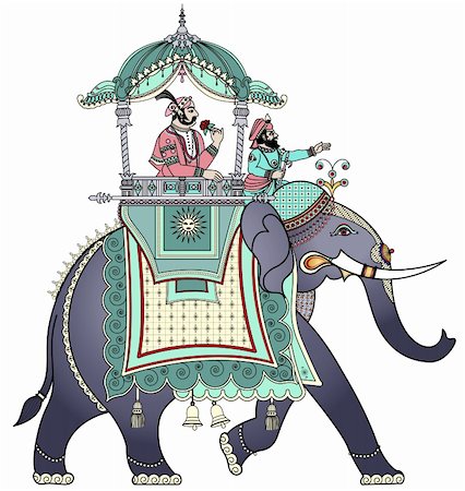 decorated asian elephants - Vector illustration of a decorated Indian elephant Stock Photo - Budget Royalty-Free & Subscription, Code: 400-04276850