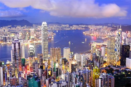 simsearch:400-05706130,k - Hong Kong central district skyline and Victoria Harbour view at night Stock Photo - Budget Royalty-Free & Subscription, Code: 400-04276905