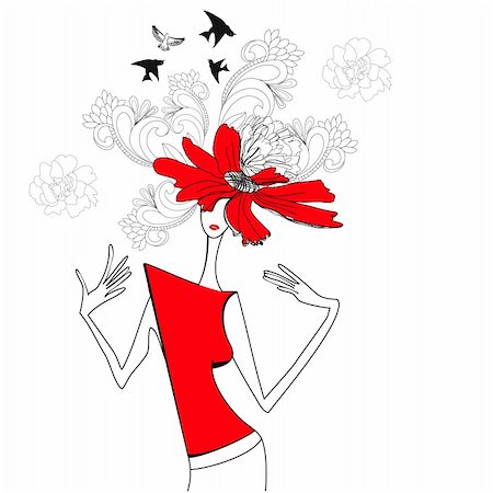 simsearch:400-04410351,k - Woman with red flowers Stock Photo - Budget Royalty-Free & Subscription, Code: 400-04277222