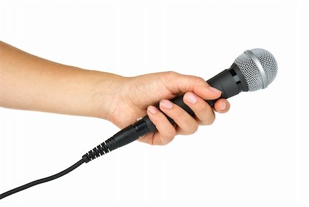 simsearch:400-04278069,k - Hand holding microphone  isolated on the white background Stock Photo - Budget Royalty-Free & Subscription, Code: 400-04278068