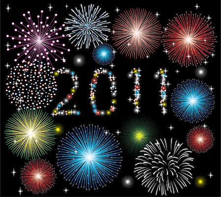 vector illustration of fireworks with 2011 Stock Photo - Budget Royalty-Free & Subscription, Code: 400-04278264