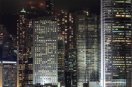 simsearch:400-05706130,k - Details of business buildings at night in Hong Kong Stock Photo - Budget Royalty-Free & Subscription, Code: 400-04278654