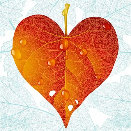 simsearch:400-06418836,k - Vector fallen red leaf in the shape of heart and seamless background Stock Photo - Budget Royalty-Free & Subscription, Code: 400-04278901