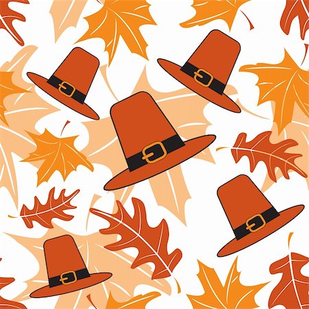 simsearch:400-05256623,k - Autumnal seamless puttern with pilgrim hats. Vector illustration. Photographie de stock - Aubaine LD & Abonnement, Code: 400-04279034