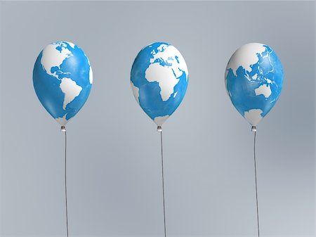 three global map balloon on blur background Stock Photo - Budget Royalty-Free & Subscription, Code: 400-04279499